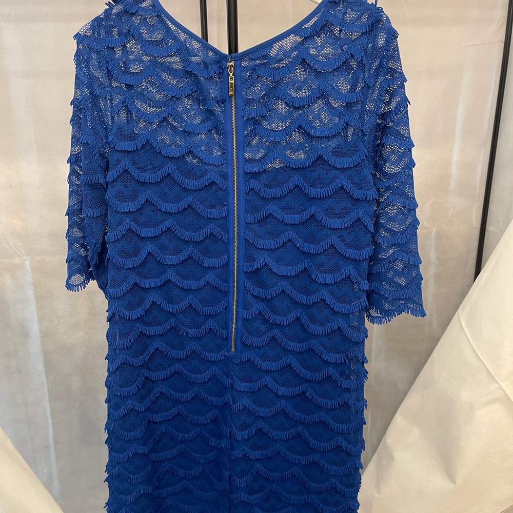 Blue Scalloped Mini Dress